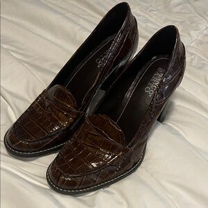 Franco Sarto Dark Brown Croc-Embossed Heels